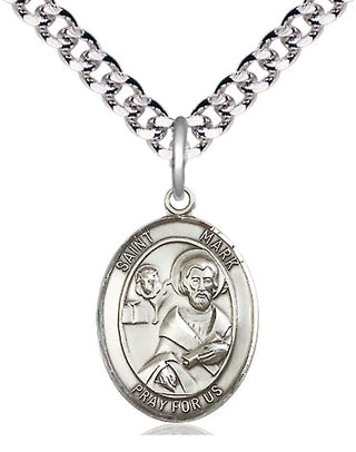 Pewter Saint Mark the Evangelist Medal Religious Jewelry Engraved Catholic Saint Jewelry