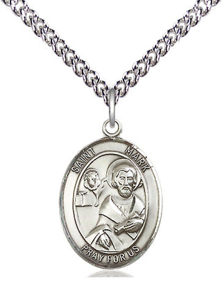 Sterling Silver Saint Mark the Evangelist Medal Religious Jewelry Engraved Catholic Saint Jewelry