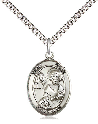 Sterling Silver Saint Mark the Evangelist Medal Religious Jewelry Engraved Catholic Saint Jewelry
