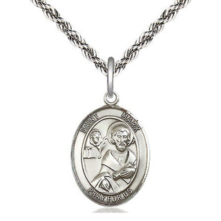Sterling Silver Saint Mark the Evangelist Medal Religious Jewelry Engraved Catholic Saint Jewelry