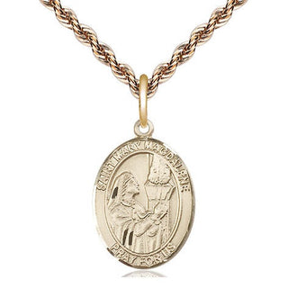14kt Gold Saint Mary Magdalene Medal Engraved Catholic Saint Jewelry