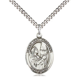 Pewter Saint Mary Magdalene Medal Religious Jewelry Engraved Catholic Saint Jewelry