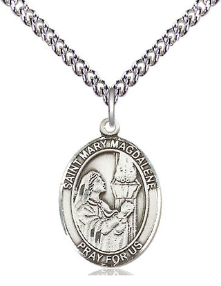Sterling Silver Saint Mary Magdalene Medal Religious Jewelry Engraved Catholic Saint Jewelry