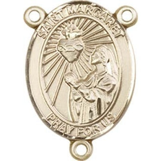 14kt Gold Saint Margaret Mary Alacoque Rosary Center Rosary Center Engraved Catholic Saint Jewelry