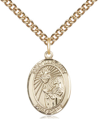 14kt Gold Filled Saint Margaret Mary Alacoque Medal Religious Jewelry Engraved Catholic Saint Jewelry