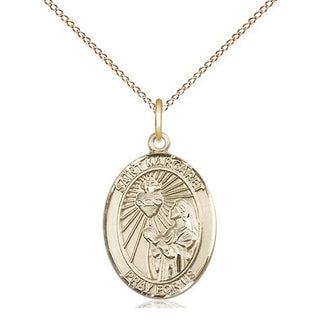 14kt Gold Saint Margaret Mary Alacoque Medal Engraved Catholic Saint Jewelry