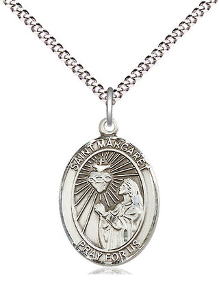 Sterling Silver Saint Margaret Mary Alacoque Medal Religious Jewelry Engraved Catholic Saint Jewelry