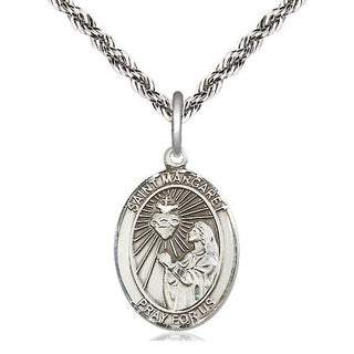 Sterling Silver Saint Margaret Mary Alacoque Medal Religious Jewelry Engraved Catholic Saint Jewelry