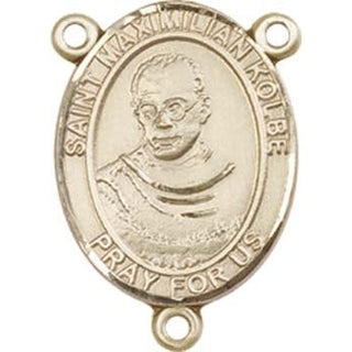 14kt Gold Saint Maximilian Kolbe Rosary Center Rosary Center Engraved Catholic Saint Jewelry
