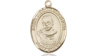 14kt Gold Saint Maximilian Kolbe Medal Engraved Catholic Saint Jewelry