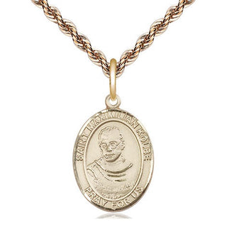14kt Gold Saint Maximilian Kolbe Medal Engraved Catholic Saint Jewelry