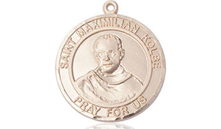14kt Gold Filled Saint Maximilian Kolbe Medal Engraved Catholic Saint Jewelry