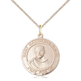 14kt Gold Saint Maximilian Kolbe Medal Engraved Catholic Saint Jewelry
