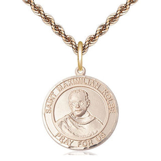 14kt Gold Saint Maximilian Kolbe Medal Engraved Catholic Saint Jewelry
