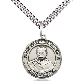 Pewter Saint Maximilian Kolbe Medal Religious Jewelry Engraved Catholic Saint Jewelry