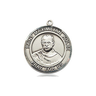 Sterling Silver Saint Maximilian Kolbe Medal Religious Jewelry Engraved Catholic Saint Jewelry