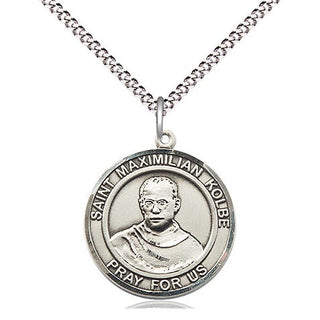 Sterling Silver Saint Maximilian Kolbe Medal Religious Jewelry Engraved Catholic Saint Jewelry