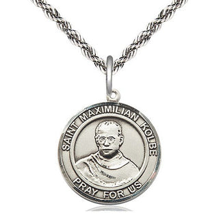 Sterling Silver Saint Maximilian Kolbe Medal Religious Jewelry Engraved Catholic Saint Jewelry