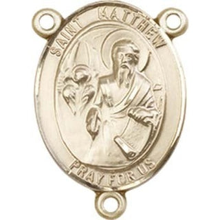 14kt Gold Saint Matthew the Apostle Rosary Center Rosary Center Engraved Catholic Saint Jewelry
