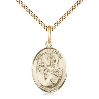 14kt Gold Filled Saint Matthew the Apostle Medal Religious Jewelry Engraved Catholic Saint Jewelry