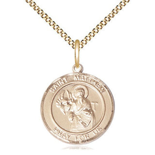 14kt Gold Filled Saint Matthew the Apostle Medal Religious Jewelry Engraved Catholic Saint Jewelry
