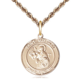 14kt Gold Filled Saint Matthew the Apostle Medal Religious Jewelry Engraved Catholic Saint Jewelry