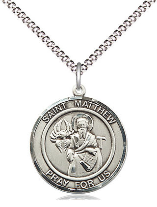 Pewter Saint Matthew the Apostle Medal Religious Jewelry Engraved Catholic Saint Jewelry