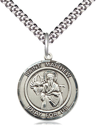 Pewter Saint Matthew the Apostle Medal Religious Jewelry Engraved Catholic Saint Jewelry