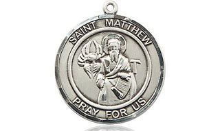 Sterling Silver Saint Matthew the Apostle Medal Religious Jewelry Engraved Catholic Saint Jewelry