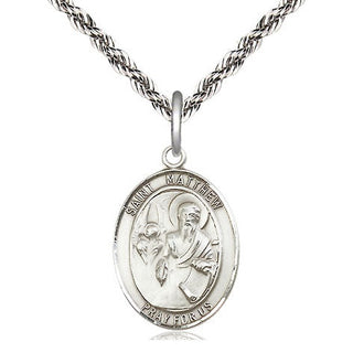 Sterling Silver Saint Matthew the Apostle Medal Religious Jewelry Engraved Catholic Saint Jewelry