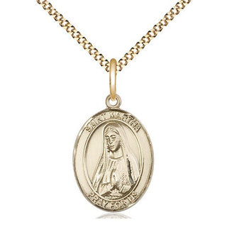 14kt Gold Filled Saint Martha Medal Religious Jewelry Engraved Catholic Saint Jewelry