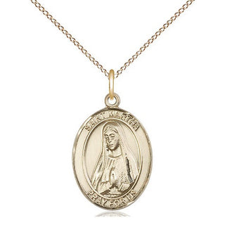 14kt Gold Filled Saint Martha Medal Religious Jewelry Engraved Catholic Saint Jewelry