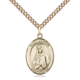14kt Gold Filled Saint Martha Medal Religious Jewelry Engraved Catholic Saint Jewelry