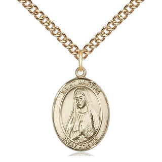 14kt Gold Filled Saint Martha Medal Religious Jewelry Engraved Catholic Saint Jewelry