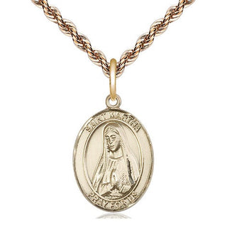 14kt Gold Filled Saint Martha Medal Religious Jewelry Engraved Catholic Saint Jewelry