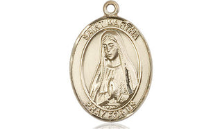 14kt Gold Saint Martha Medal Engraved Catholic Saint Jewelry