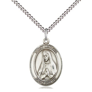 Pewter Saint Martha Medal Religious Jewelry Engraved Catholic Saint Jewelry