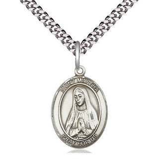 Pewter Saint Martha Medal Religious Jewelry Engraved Catholic Saint Jewelry