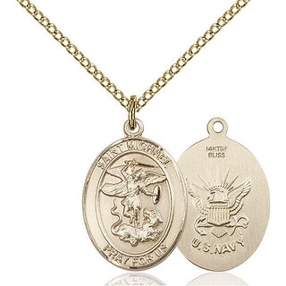 14kt Gold Filled Saint Michael Navy Medal Religious Jewelry