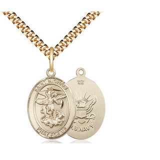 14kt Gold Filled Saint Michael Navy Medal Religious Jewelry