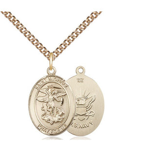 14kt Gold Filled Saint Michael Navy Medal Religious Jewelry