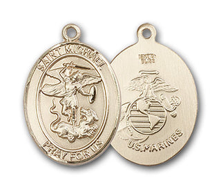 14K Gold Saint Michael Marines Pendant