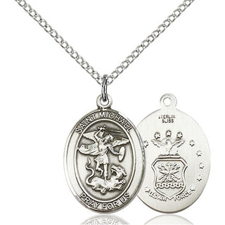 Pewter Saint Michael Air Force Medal Religious Jewelry