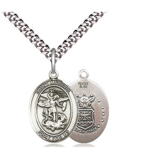 Pewter Saint Michael Air Force Medal Religious Jewelry