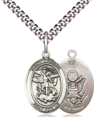 Pewter Saint Michael Army Medal Religious Jewelry
