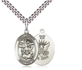 Pewter Saint Michael Navy Medal Religious Jewelry