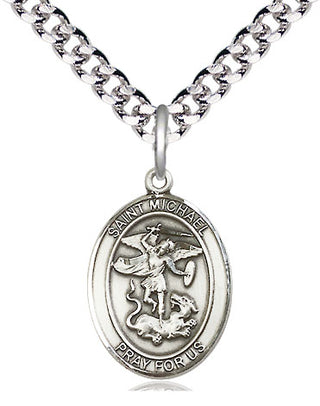 Pewter Saint Michael the Archangel Medal Religious Jewelry Engraved Catholic Saint Jewelry