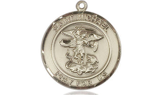 14kt Gold Saint Michael the Archangel Medal Engraved Catholic Saint Jewelry