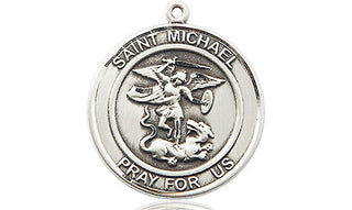 Pewter Saint Michael the Archangel Medal Engraved Catholic Saint Jewelry