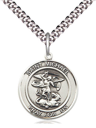 Pewter Saint Michael the Archangel Medal Religious Jewelry Engraved Catholic Saint Jewelry